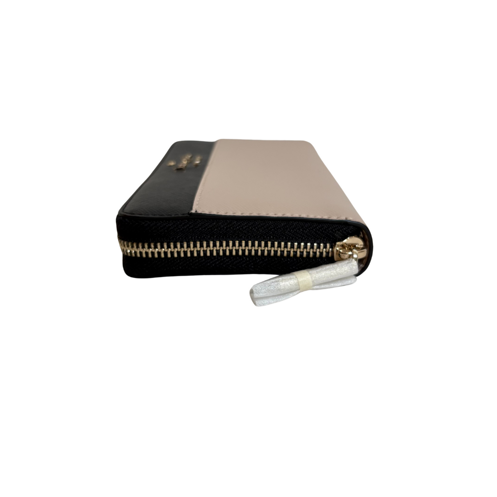 Kate Spade Black & Beige Leather Large 'Madison' Continental Wallet | Brand New |