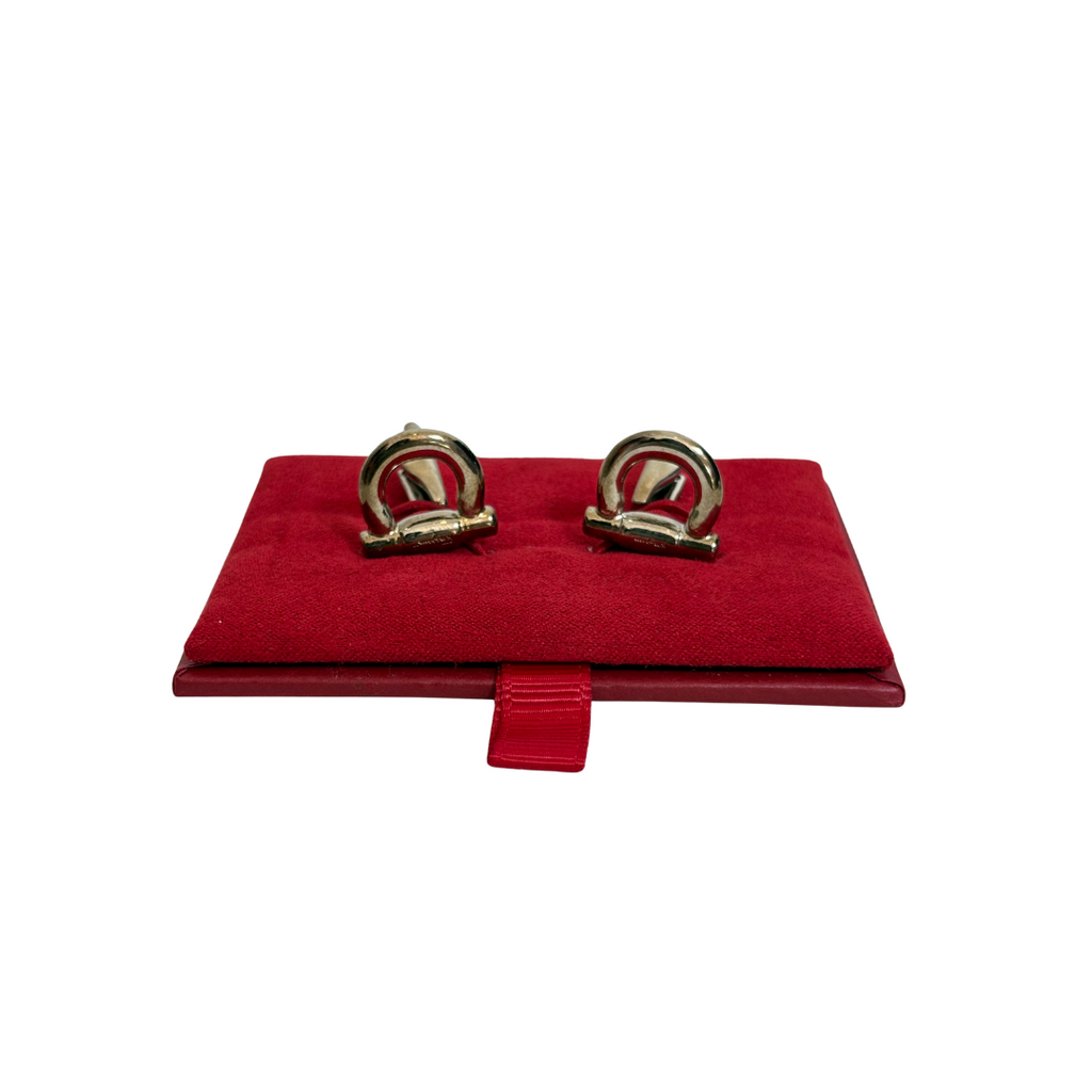 Ferragamo Men's Gancini Silver Palladium Cufflinks | Gently Used |