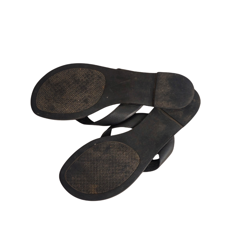 Tory Burch Black Leather Monroe Thong Sandals | Pre Loved |