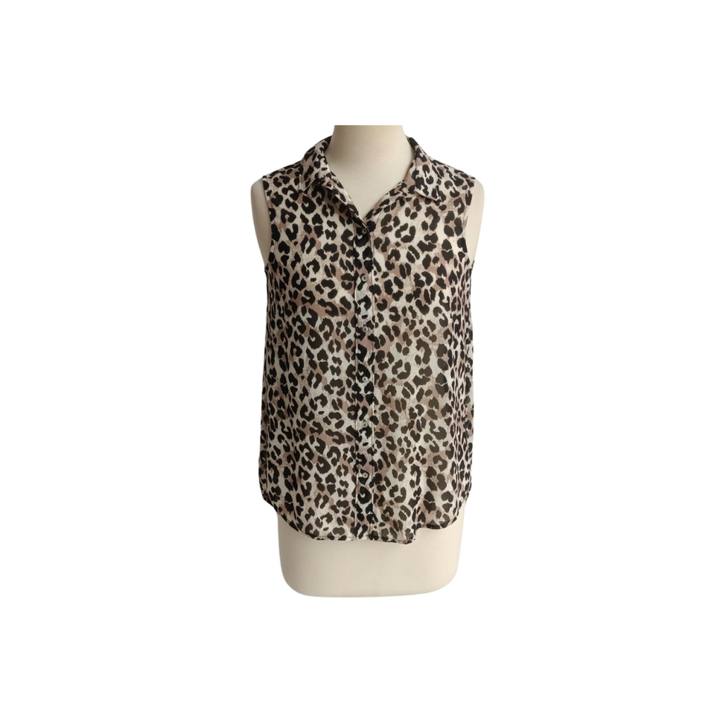 H&M Animal Print Sleeveless Semi-Sheer Top | Like New |
