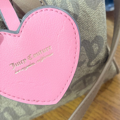 Juicy Couture Brown Gothic Monogram Satchel Bag with Pink Heart Charm | Pre Loved |
