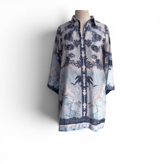 Misaal Light Blue And White Printed Outfit (2 Pieces) | Pre Loved |