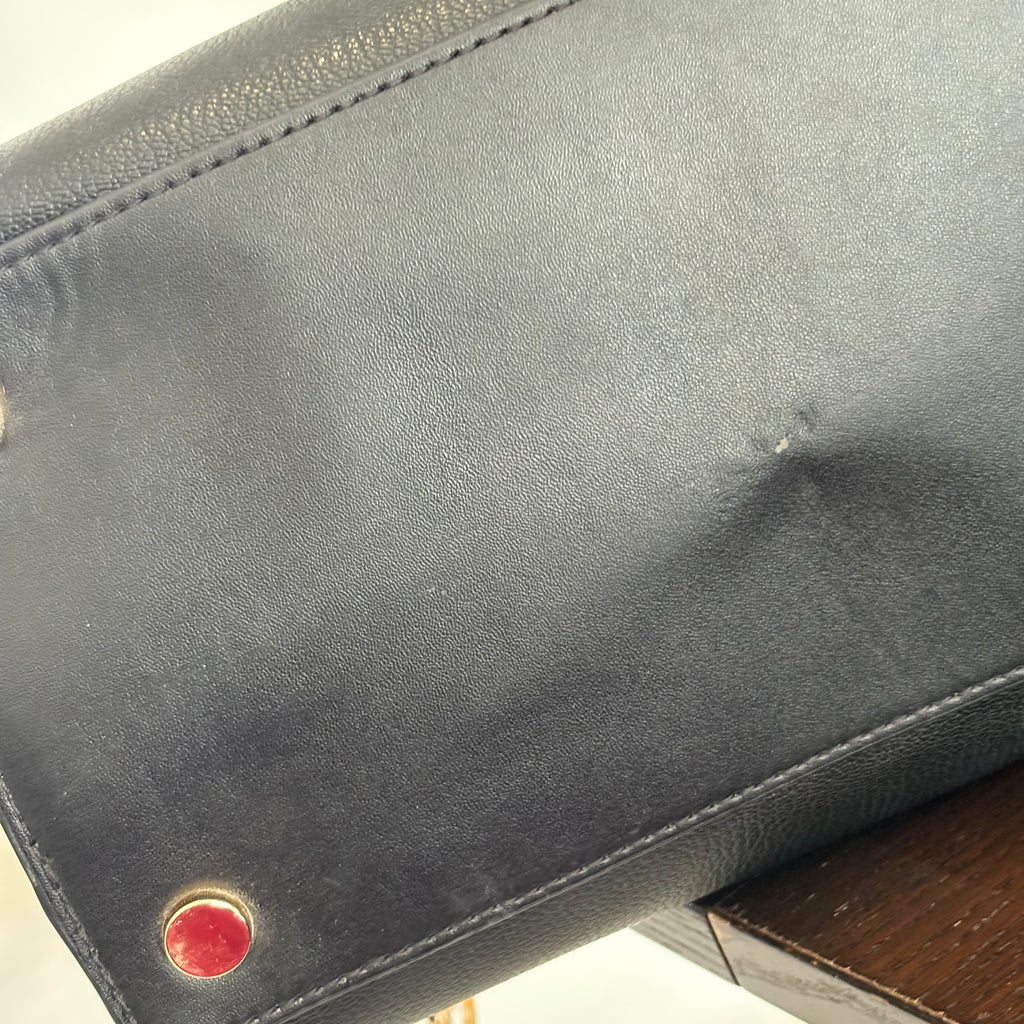 Michael Kors Black Avril Large Pebbled Leather Top-Zip Satchel Bag | Pre Loved |