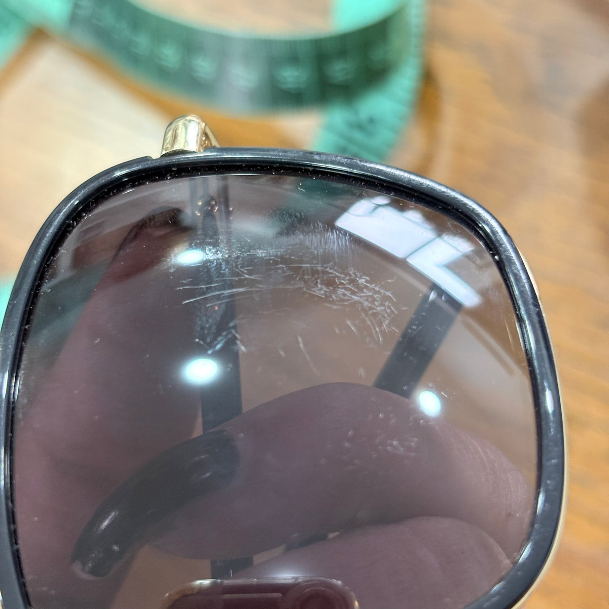 Tory Burch Gold Black Gradient Grey Square Sunglasses | Pre Loved |