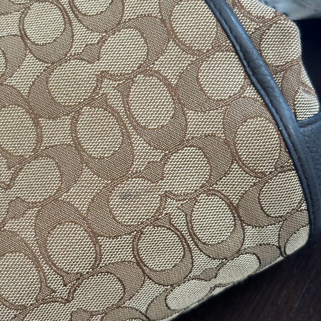 Coach Signature 'Phoebe' Brown Canvas & Leather Shoulder Bag | Pre Loved |