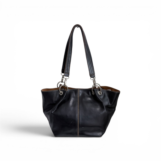 Nine West Black Leather Ring Strap Tote Bag | Pre Loved |
