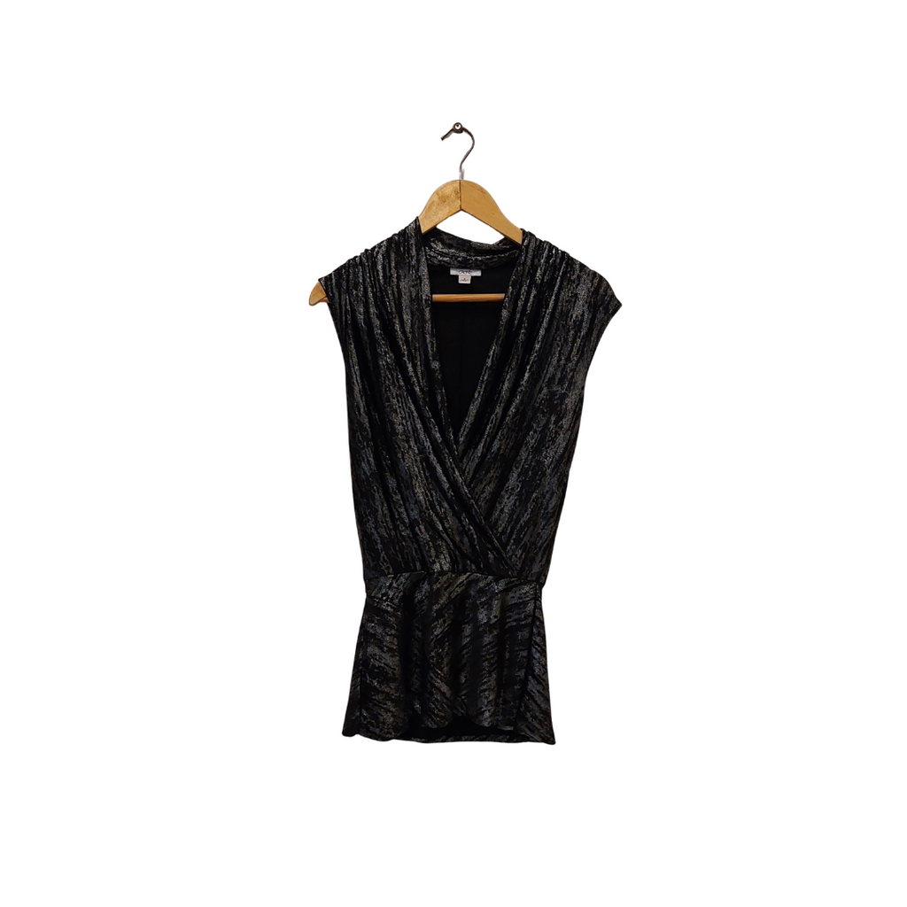 Cache Black & Silver Metallic Sleeveless Top | Gently Used |
