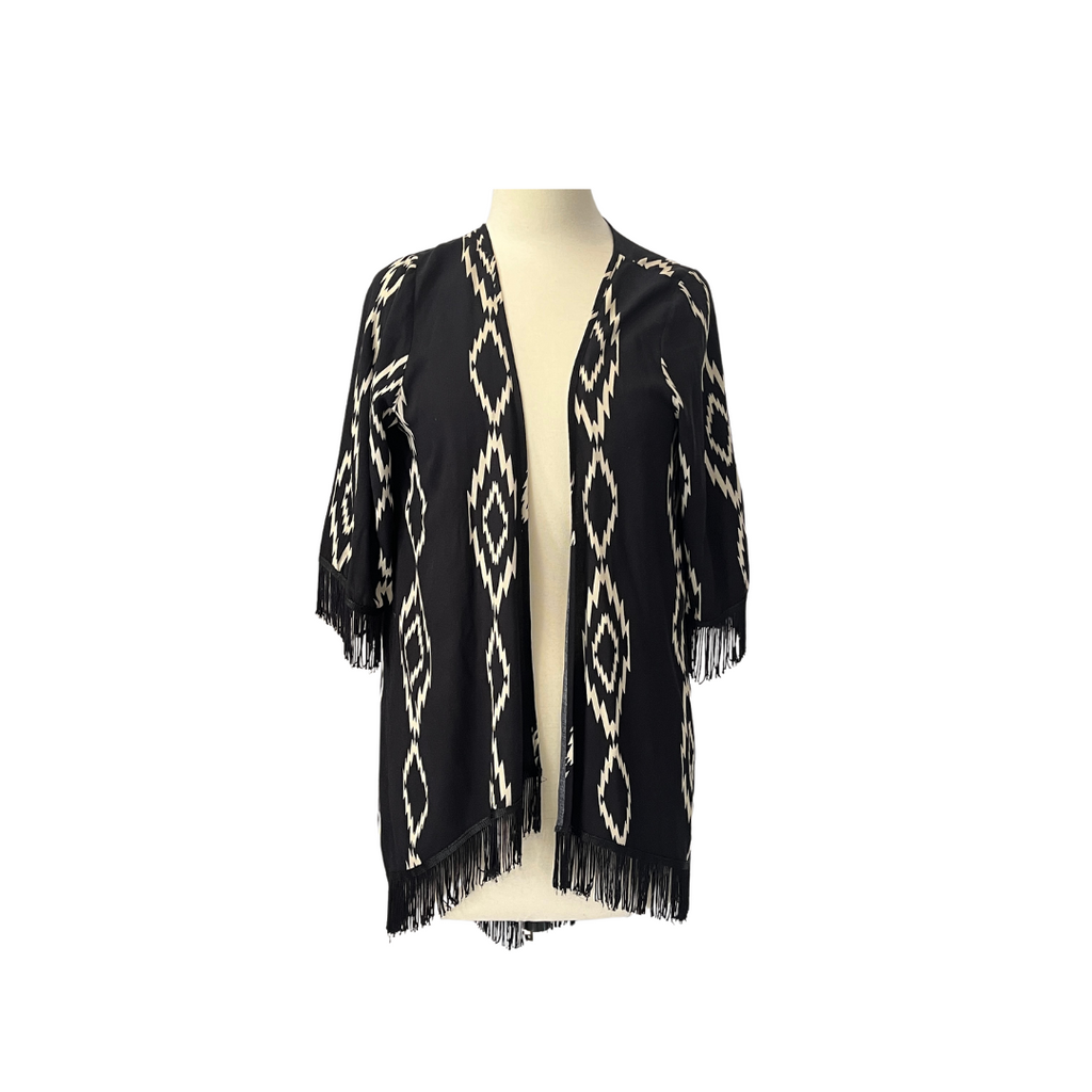 INC Black and White Printed Open Cover Up | Gently Used |