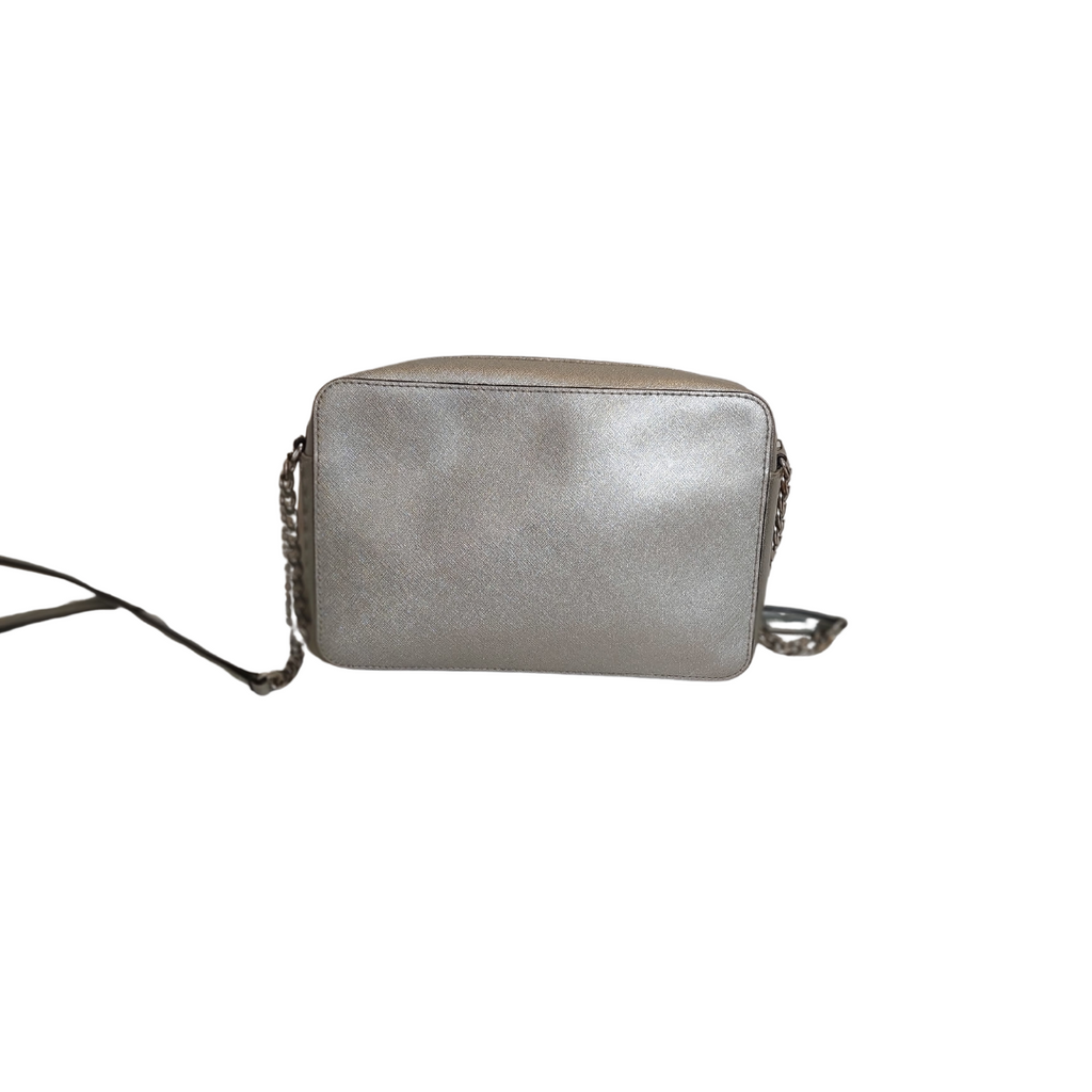 Michael Kors Large Silver Leather Crossbody Bag | Pre Loved |