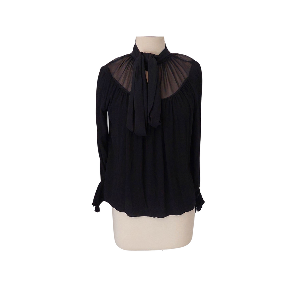 Zara Black Neck Tie Detail Top | Gently Used |