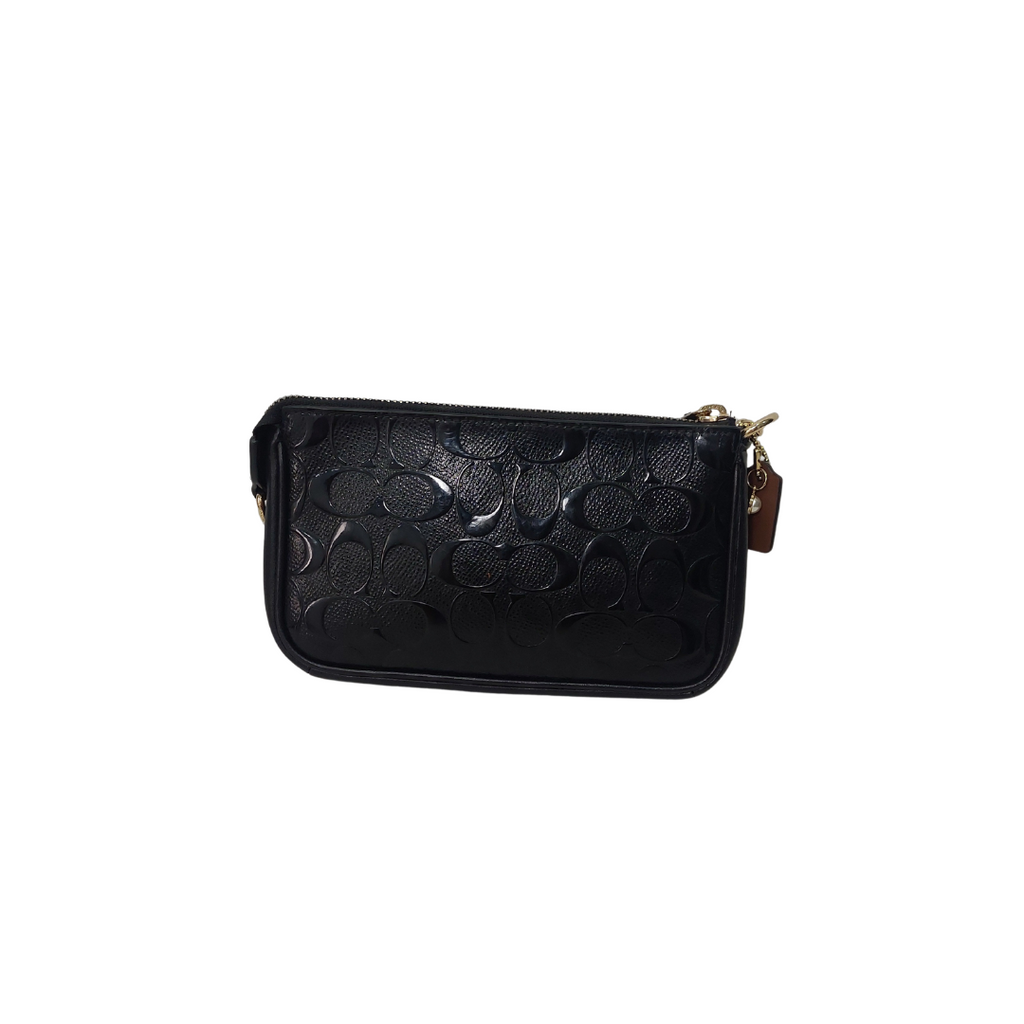Coach Black Leather Signature Debossed Mini Bag | Pre Loved |