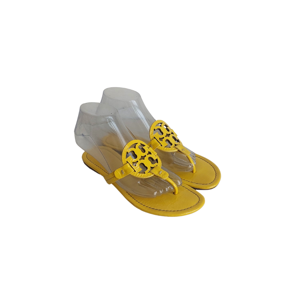 Tory Burch Yellow Patent Leather 'Miller' Sandals | Gently Used |