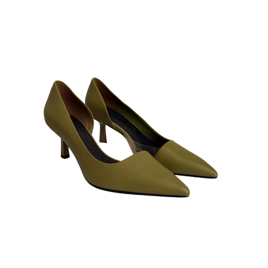Pedro Studio Military Green Leather Helene Heels | Pre Loved |