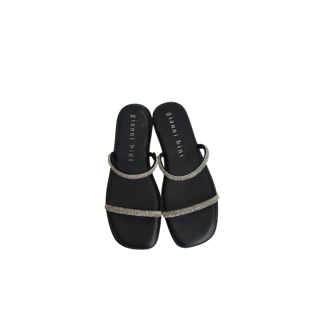 Gianni Binni Black Rhinestone Sandals | Like New |