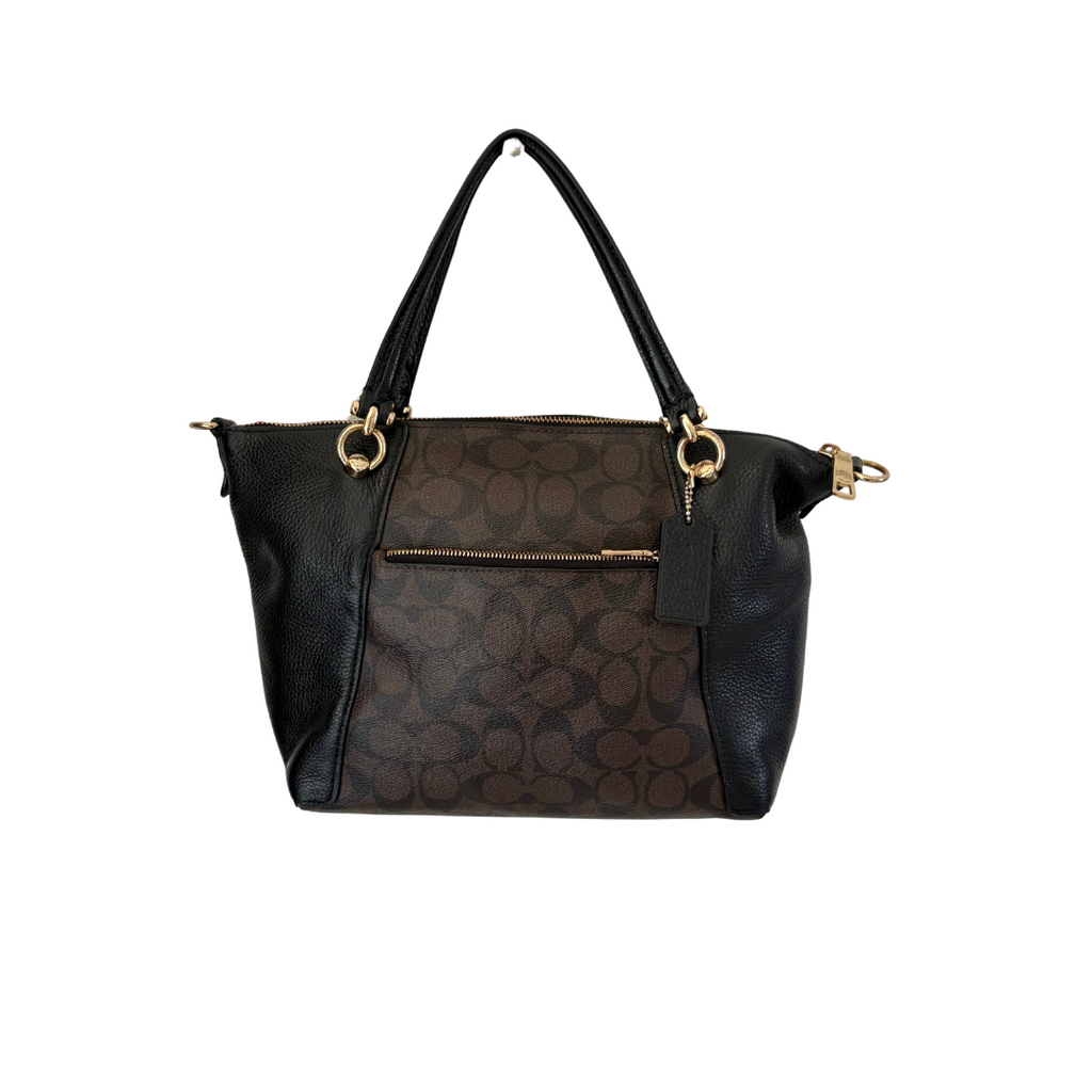 Coach Black & Brown Pebble leather Kacey Satchel Bag | Pre Loved |