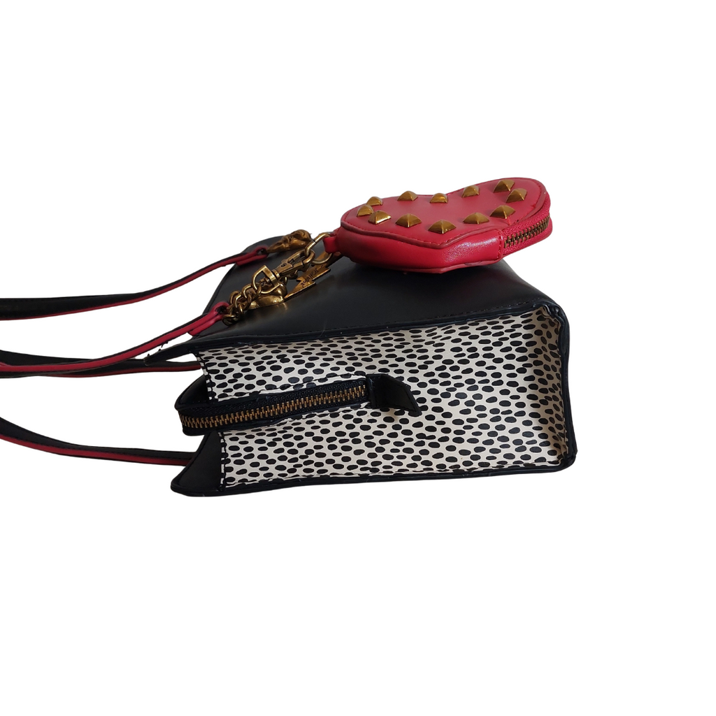 Betsey Johnson Black Frenchie 3-Compartment Satchel Bag | Pre Loved |