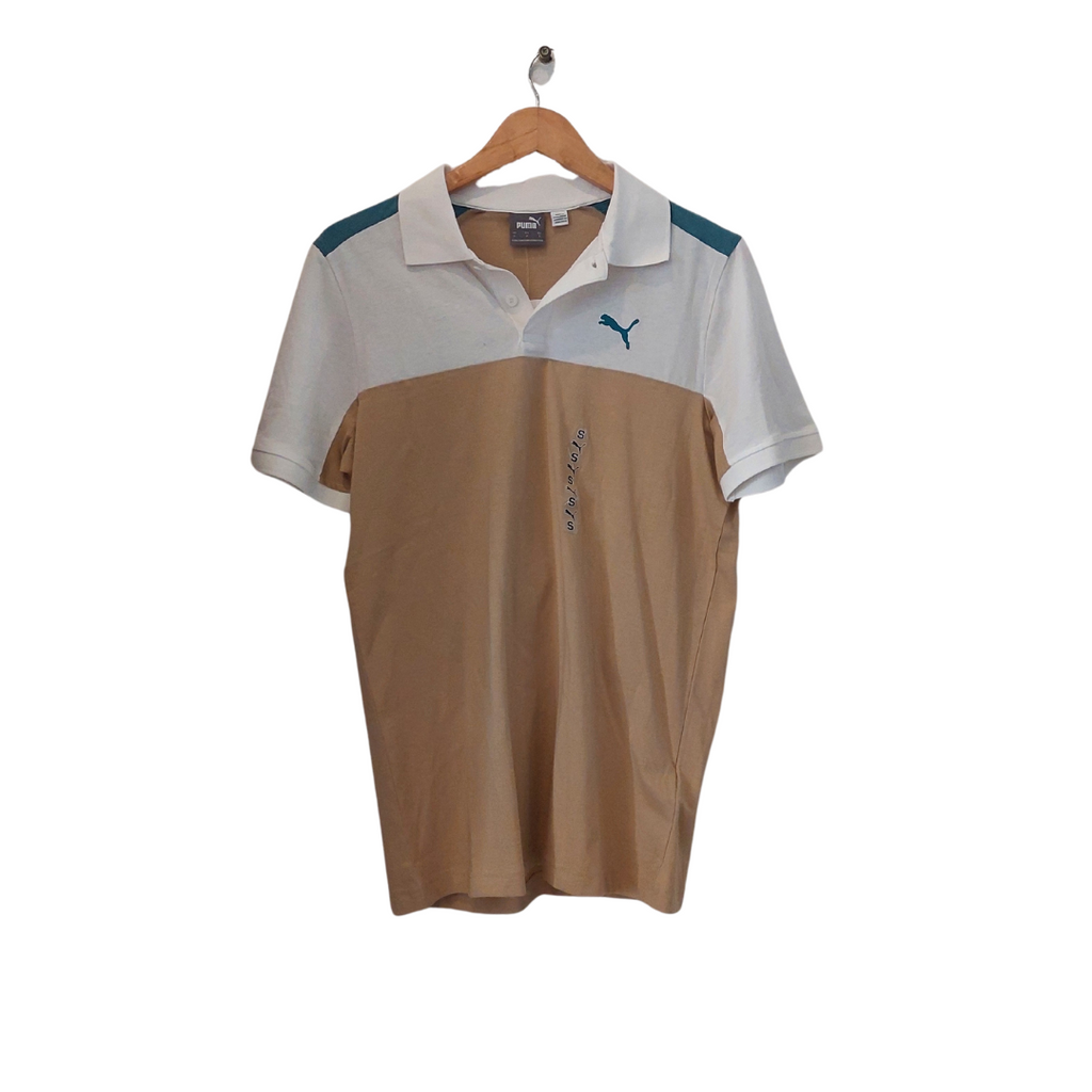 Puma Men's Brown & White Polo Shirt | Brand New |