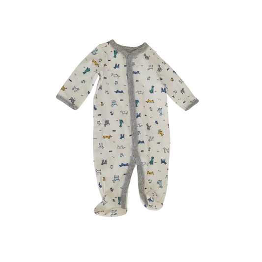 Carter's White Dog Printed Sleepsuit (3 Months) | Brand New |