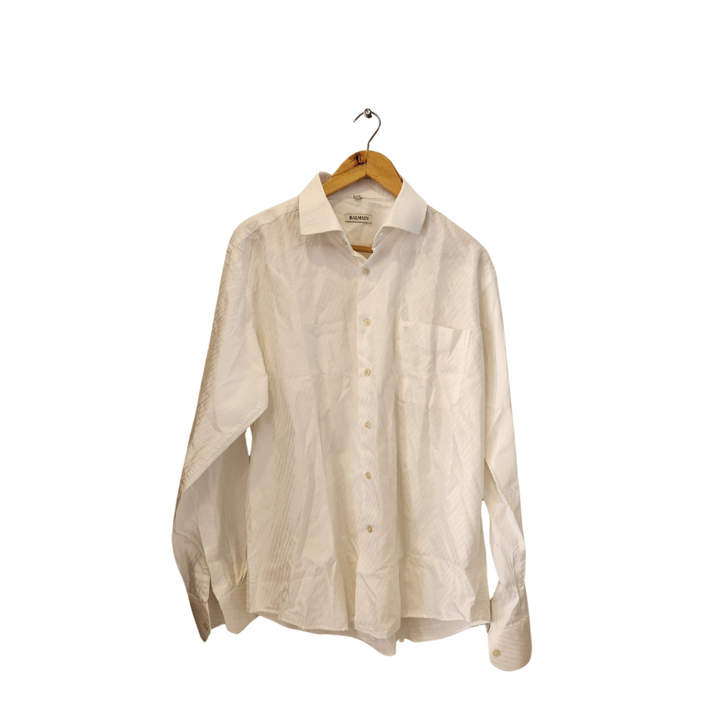 Balmain Men's White Collared Shirt | Pre Loved |