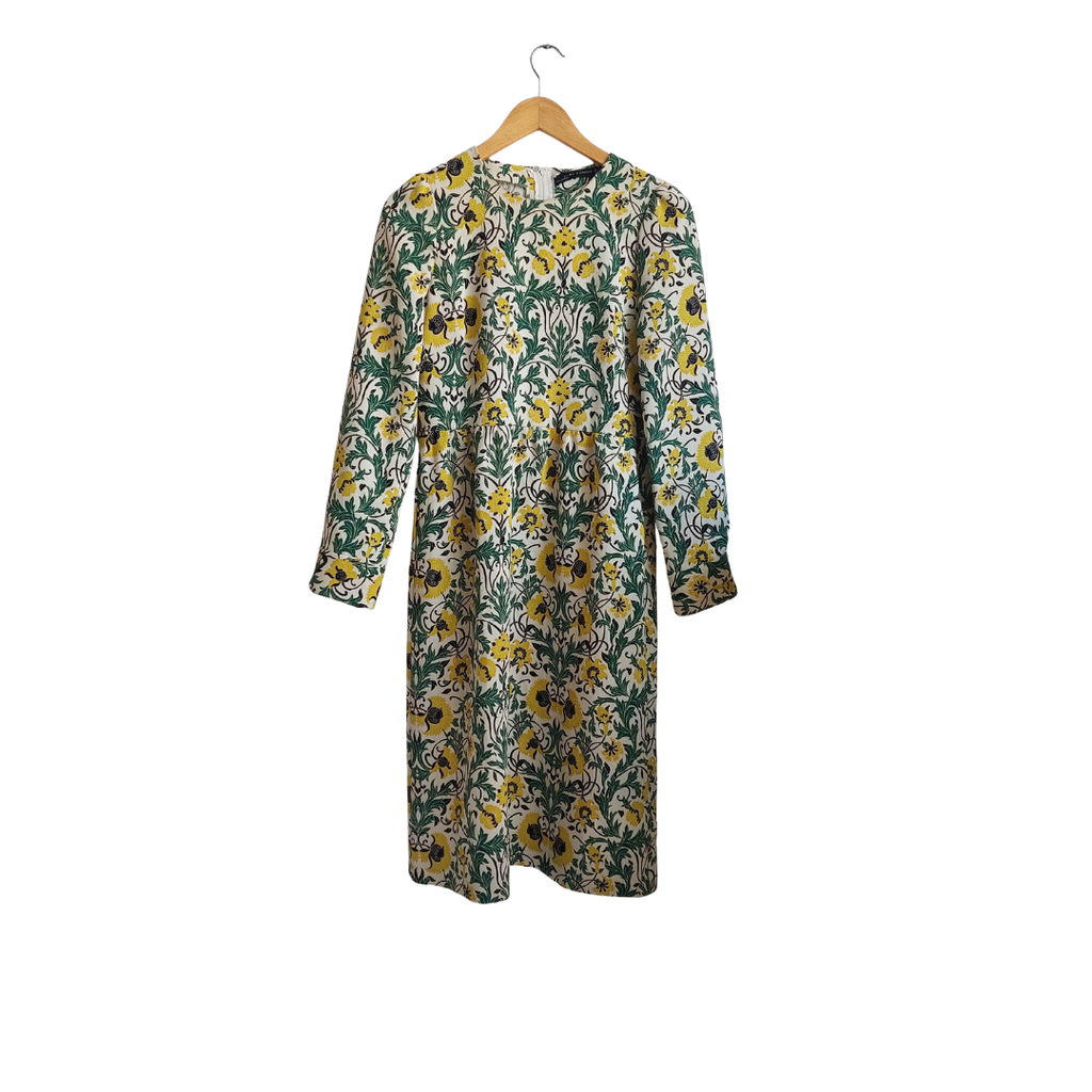 Zara Cream Floral Printed Midi Dress | Brand New |