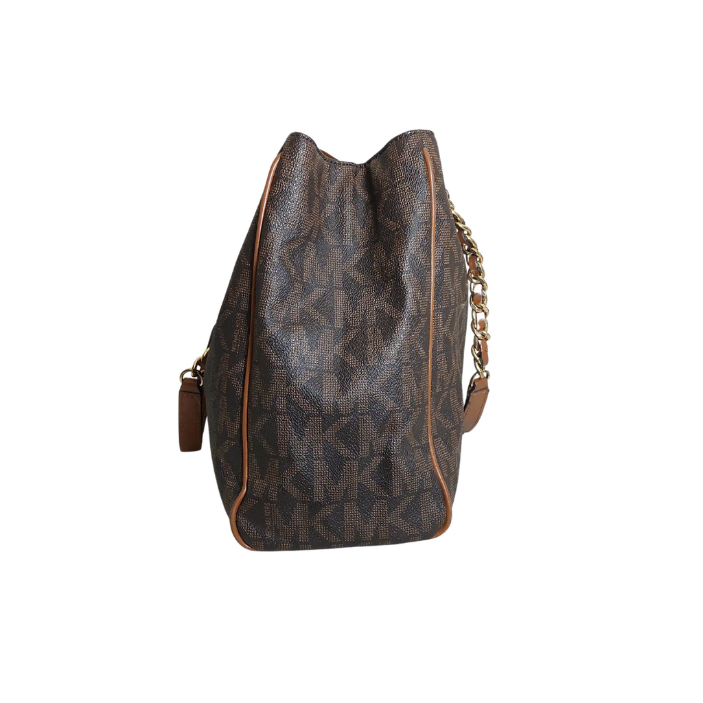 Michael Kors Brown Signature Monogram Large Shoulder Bag | Pre Loved |