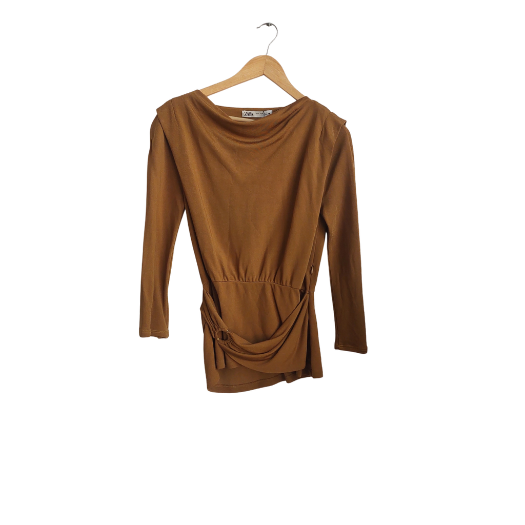 Zara Bronze Cowl Neckline Top | Brand New |