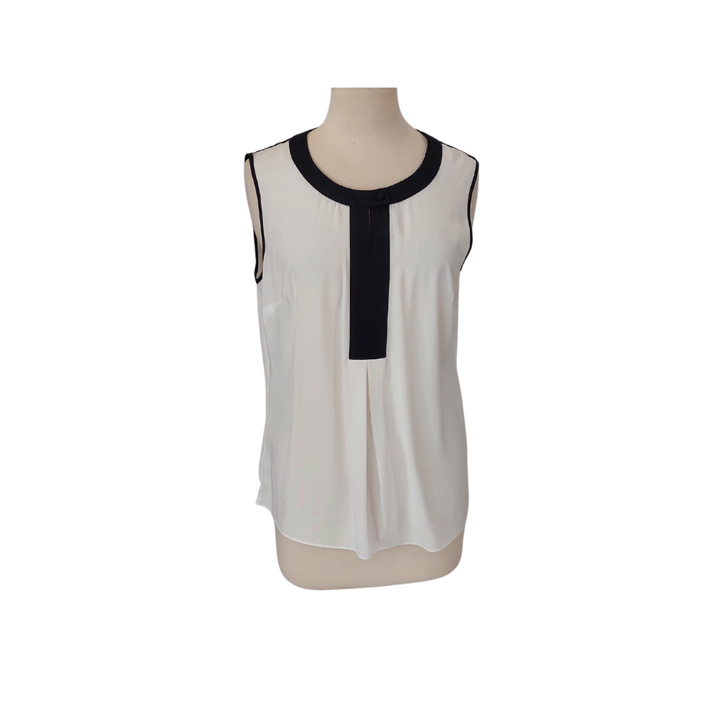 Betty Jackson White & Black Sleeveless Sheer Top | Gently Used |