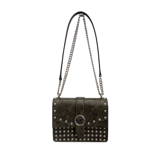 Michael Kors Olive Green Greenwich Studded Crossbody Bag | Gently Used |