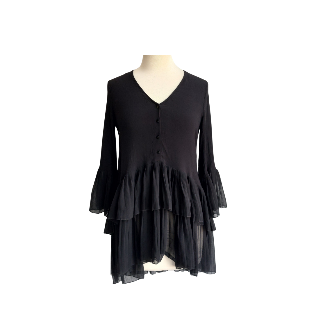 Zara Black Semi Sheer Frill Short Dress | Gently Used | | Secret Stash Zara Black Semi Sheer Frill Short Dress | Gently Used | | Secret Stash