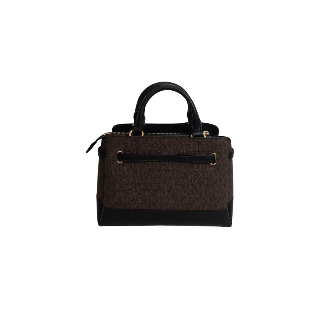 Michael Kors Brown & Black Reed Small Belted Satchel Bag | Gently Used |