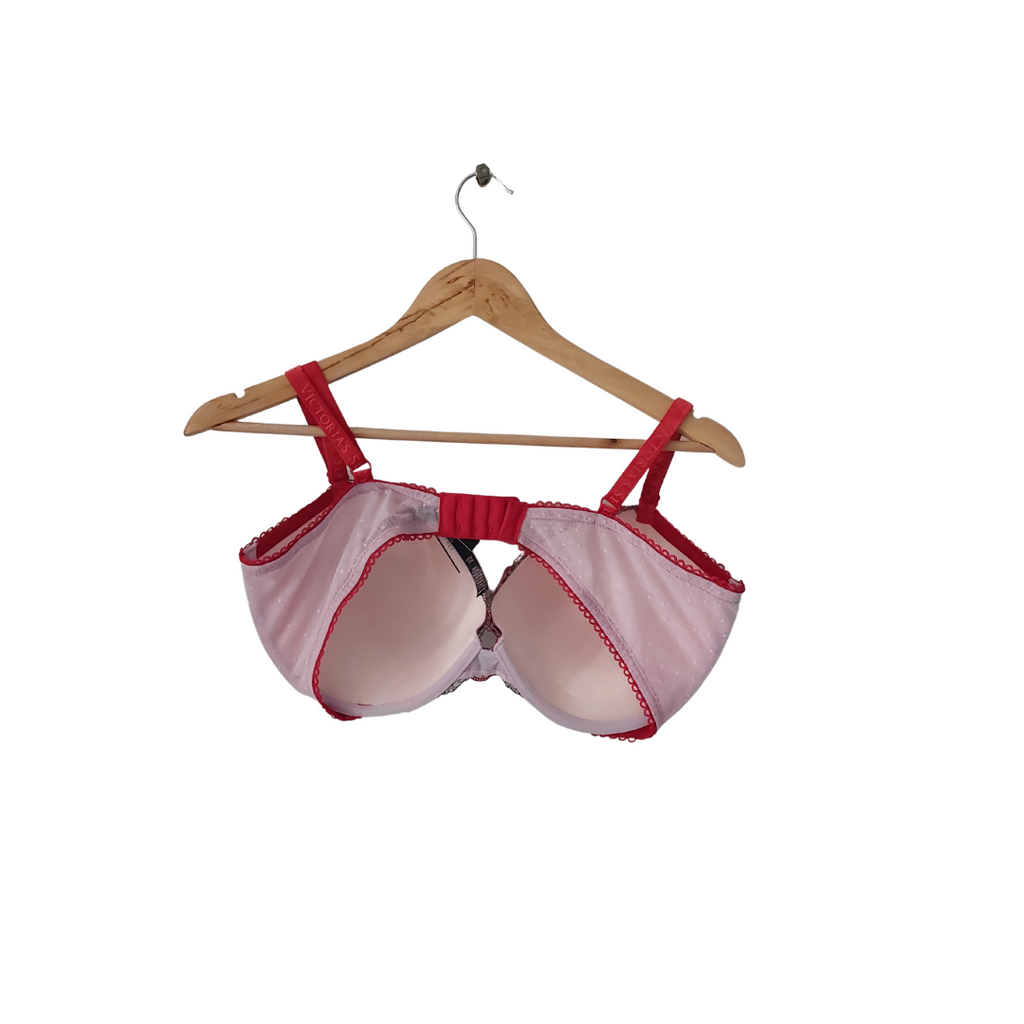 Victoria's Secret Pink & Red Lace Push-up Padded Bra | Brand New |