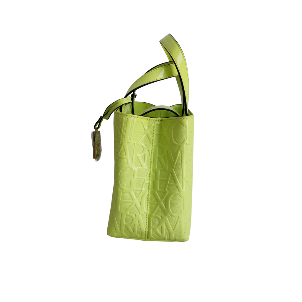 Armani Exchange Light Green Leatherette Liz Glossy Tote Bag | Brand New |