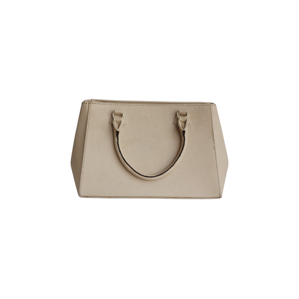 Warp Cream Leather Geometric Handbag | Pre Loved |
