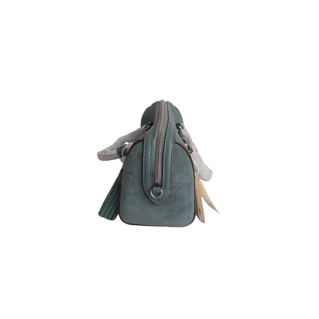 Tory Burch Arctic Green Thea Mixed Materials Mini Satchel Bag | Brand New |