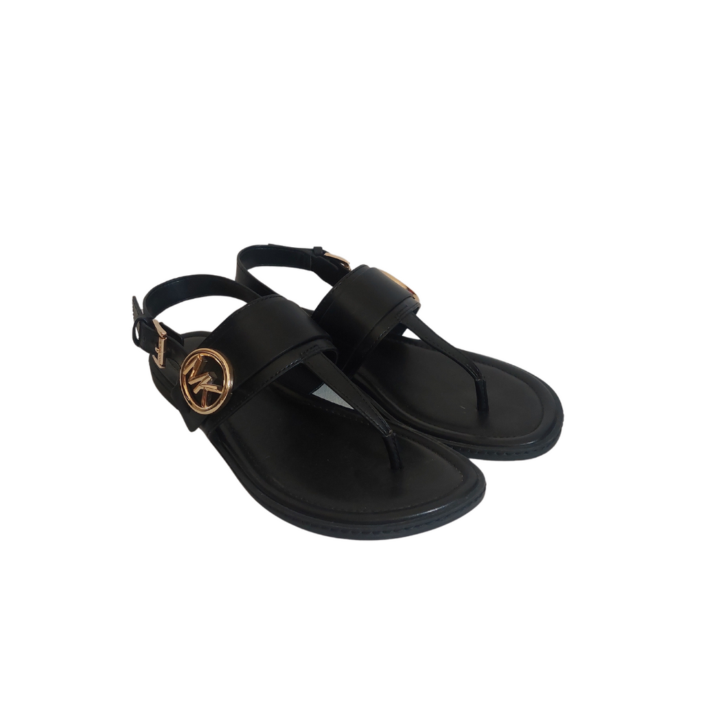 Michael Kors Black Leather 'Carmen' Sandals | Gently Used |
