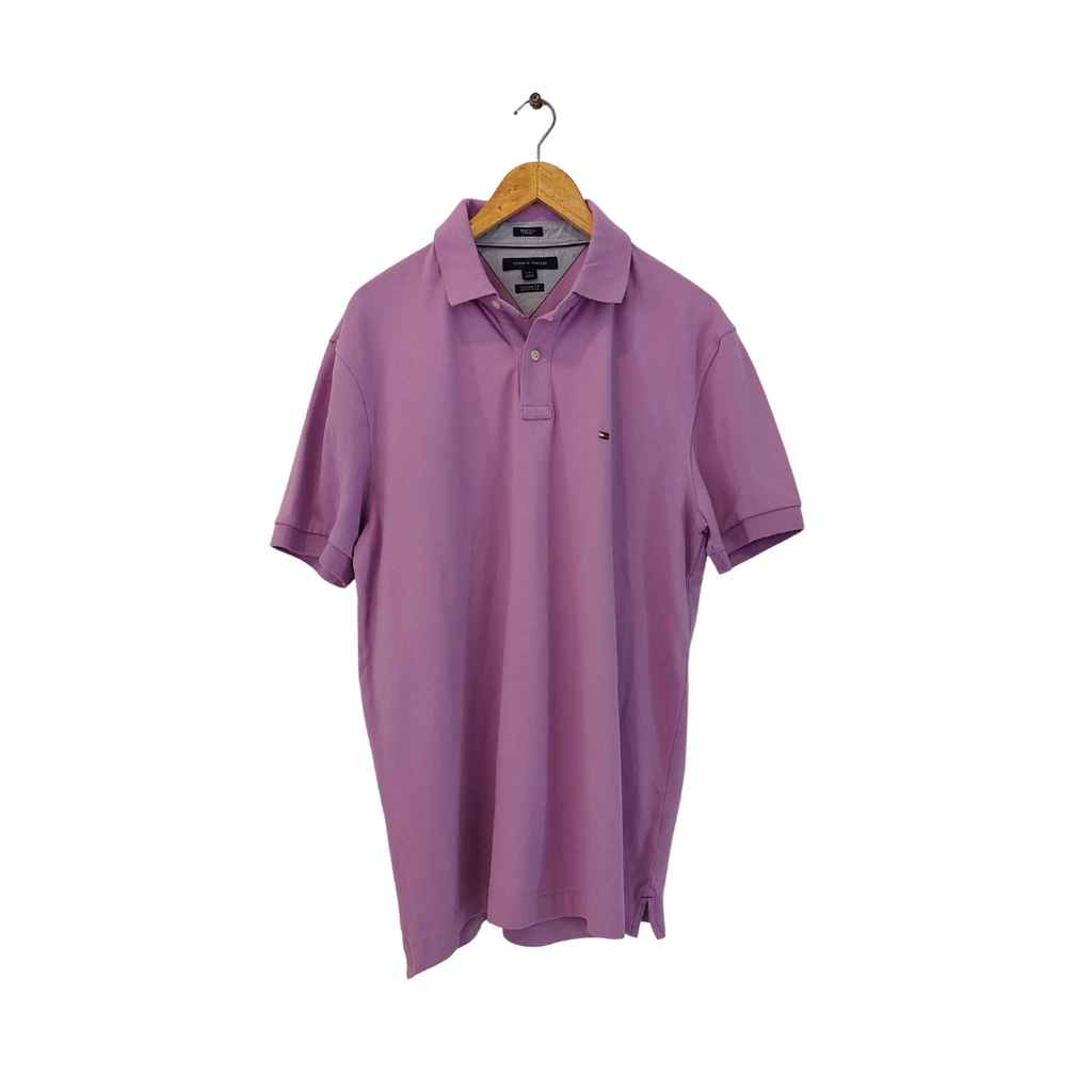Tommy Hilfiger Purple Men's Polo Shirt | Pre Loved |