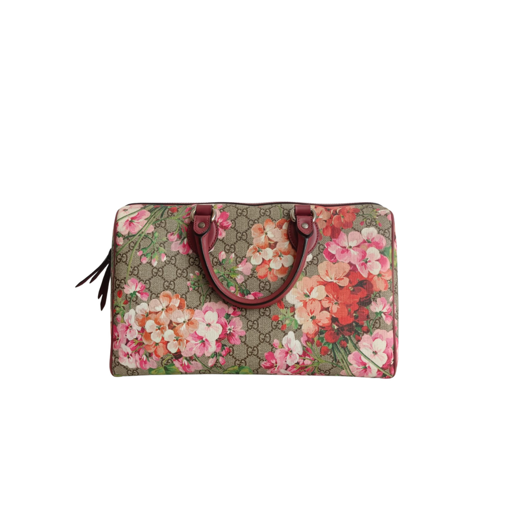 Gucci Pink/Beige GG Supreme Canvas Medium Blooms Boston Bag | Gently Used |