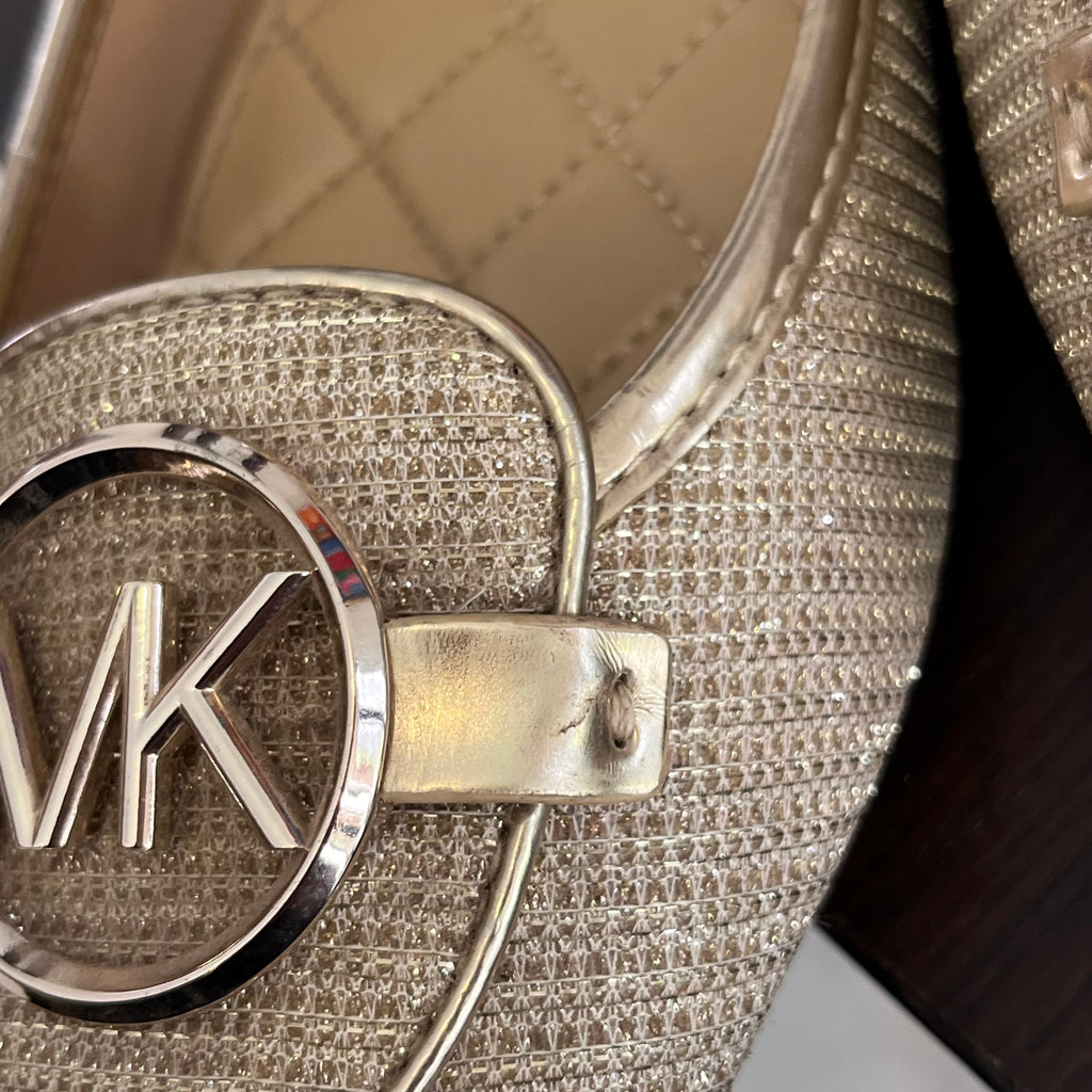 Michael Kors Gold Sparkle Lillie Moccasins Ballet Flats | Pre Loved |
