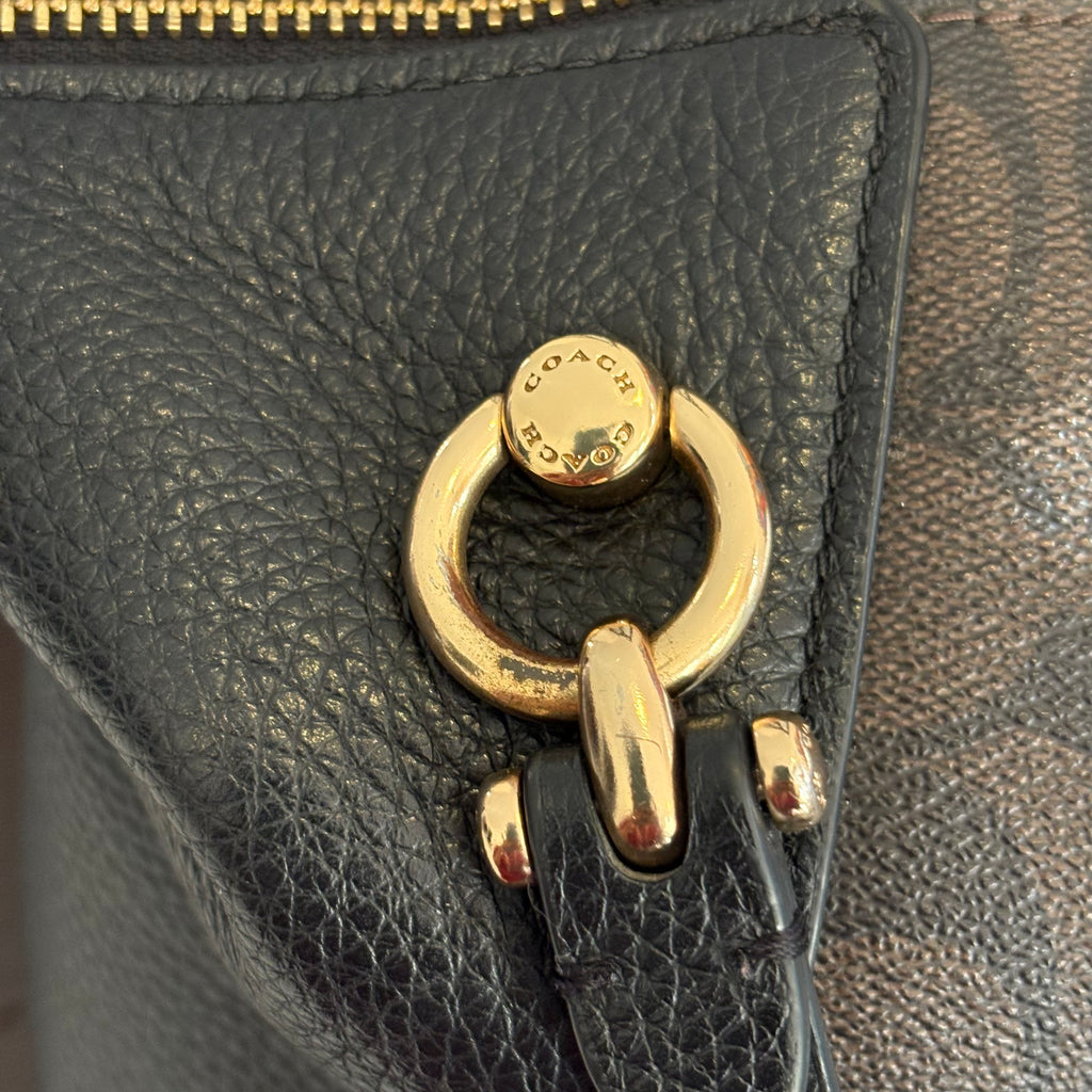 Coach Black & Brown Pebble leather Kacey Satchel Bag | Pre Loved |