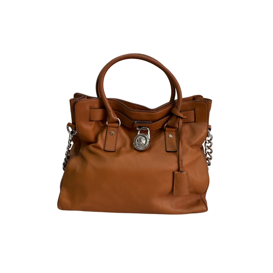 Michael Kors Brown Hamilton Medium East West Leather Satchel Bag | Pre Loved |