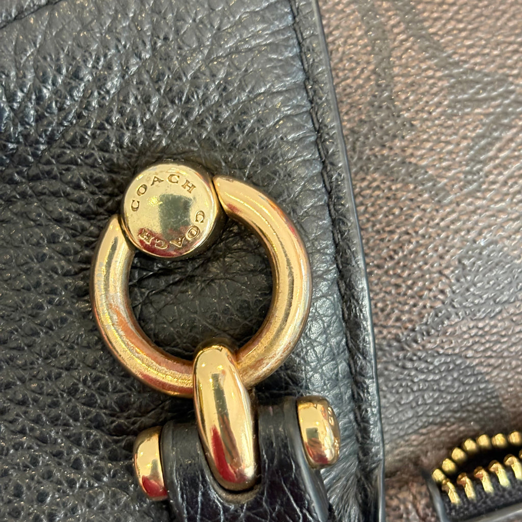 Coach Black & Brown Pebble leather Kacey Satchel Bag | Pre Loved |