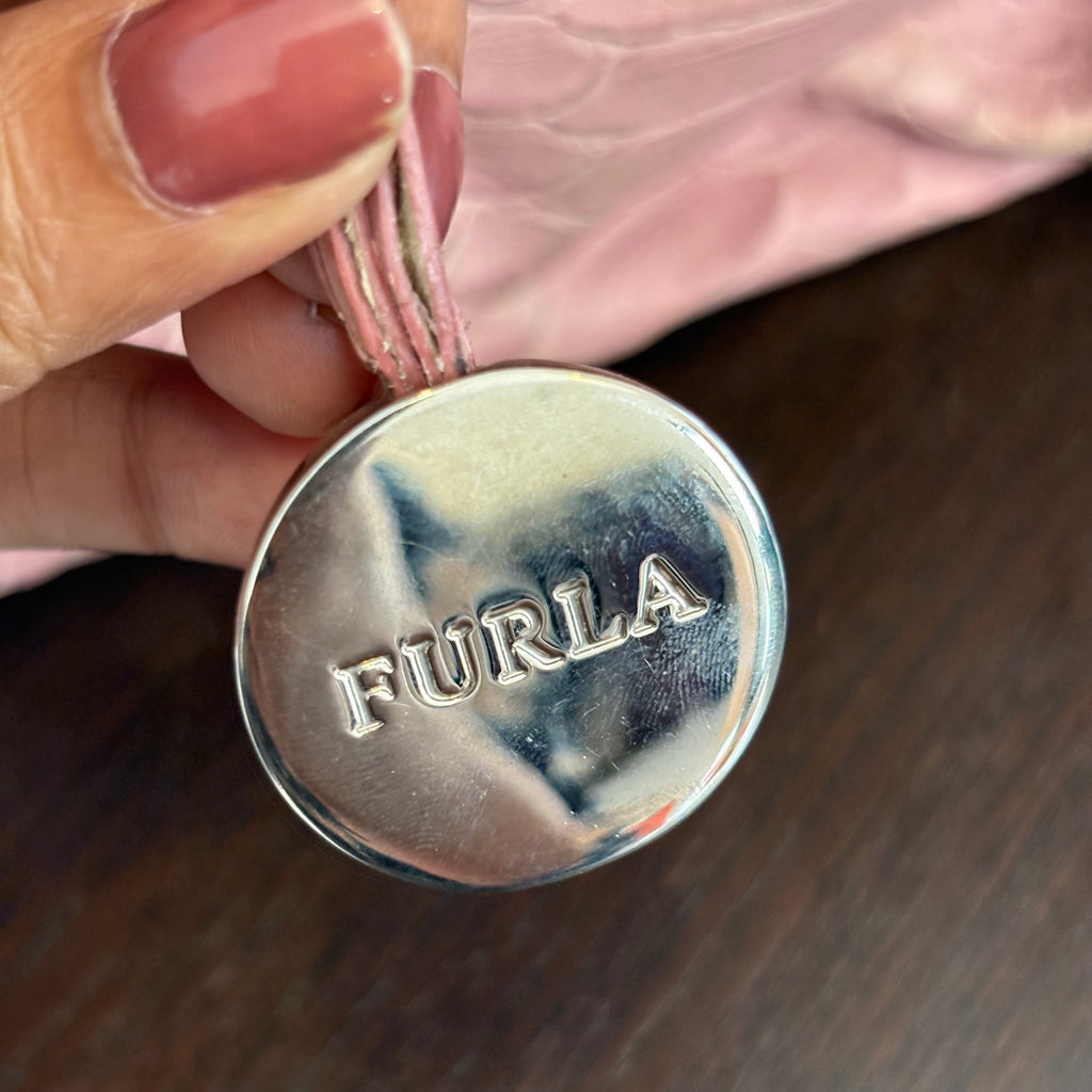 Furla Blush Pink Leather Croc-Embossed Carmen Tote | Pre Loved |