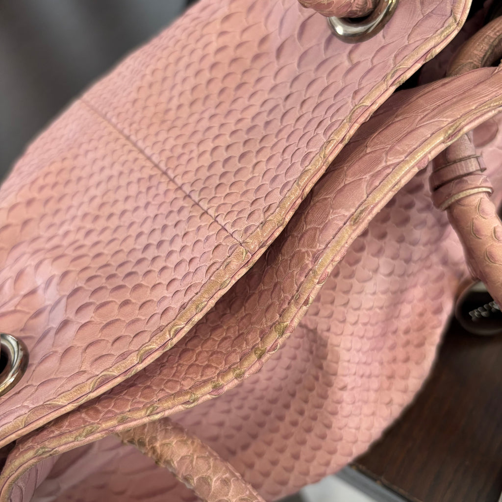 Furla Blush Pink Leather Croc-Embossed Carmen Tote | Pre Loved |