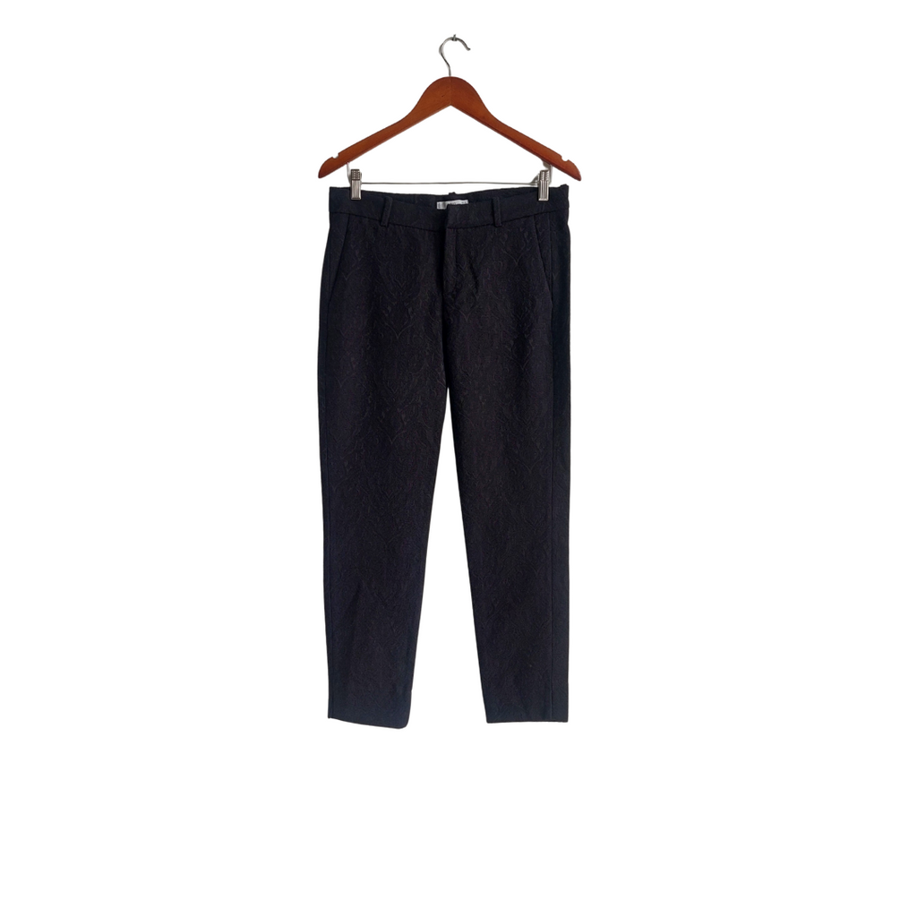 Mango Black Textured Straight Leg Pants | Like New |