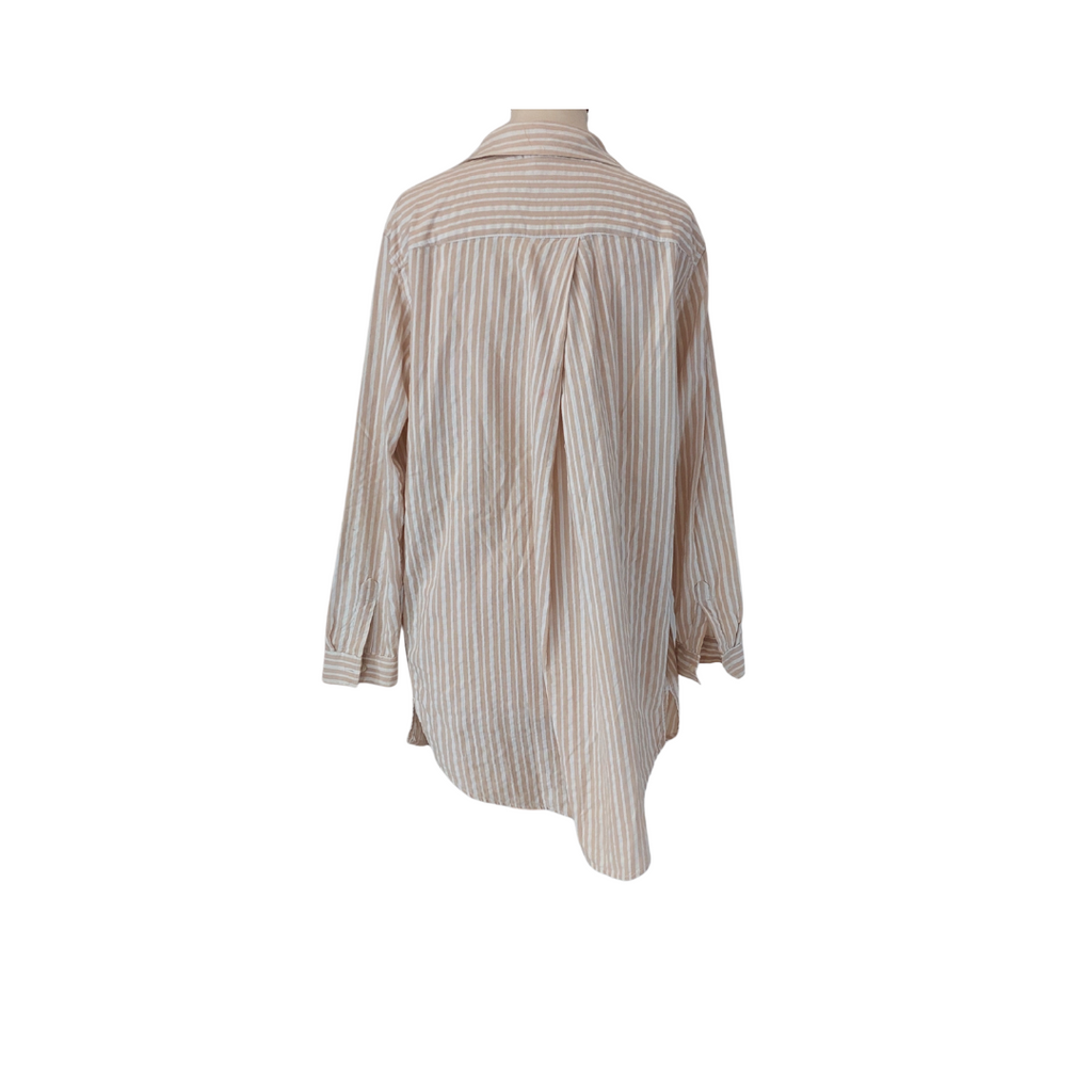 L.O.G.G. Beige & White Striped Collared Long Tunic | Pre Loved |