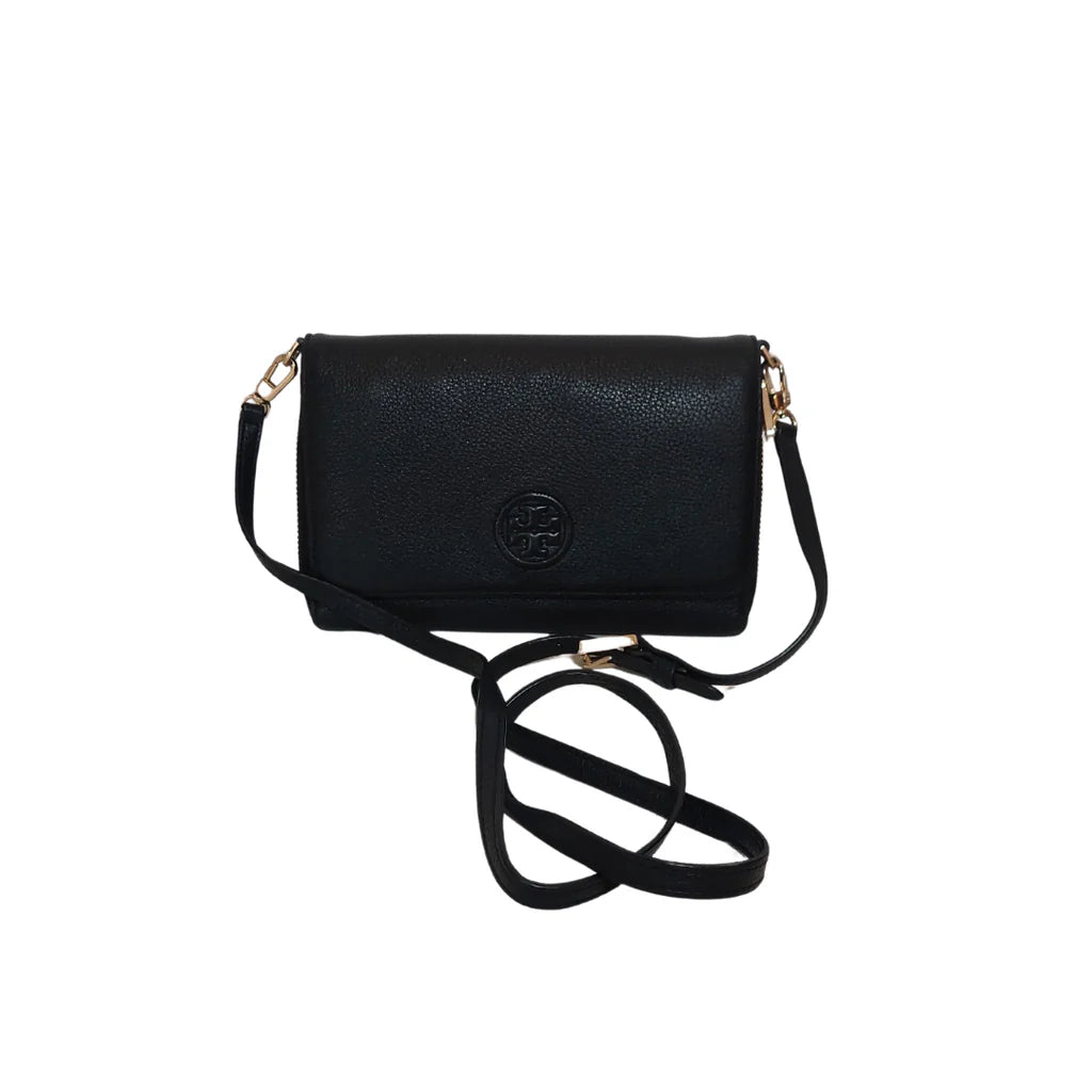 Tory Burch Black Leather Bombe Wallet-On-Chain Crossbody Bag | Gently Used |