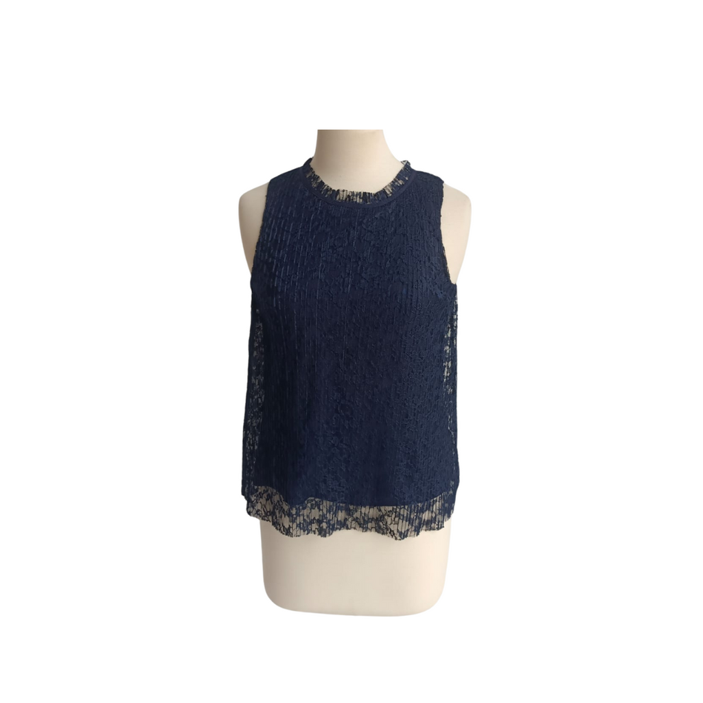 H&M Navy Sleeveless Lace Top | Like New |