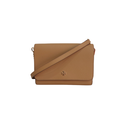 Tory Burch Tan Emerson Wallet Chain Crossbody Bag | Pre Loved | - Secret Stash
