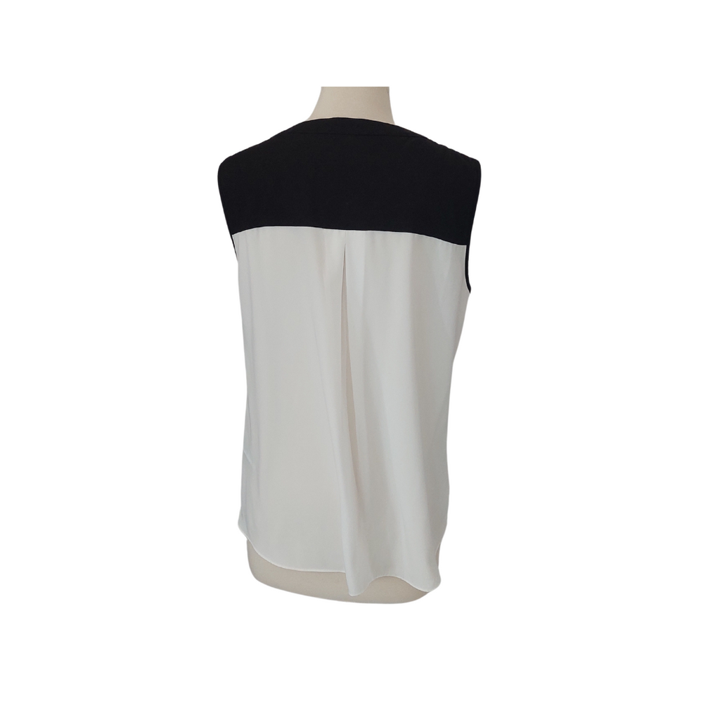 Betty Jackson White & Black Sleeveless Sheer Top | Gently Used |