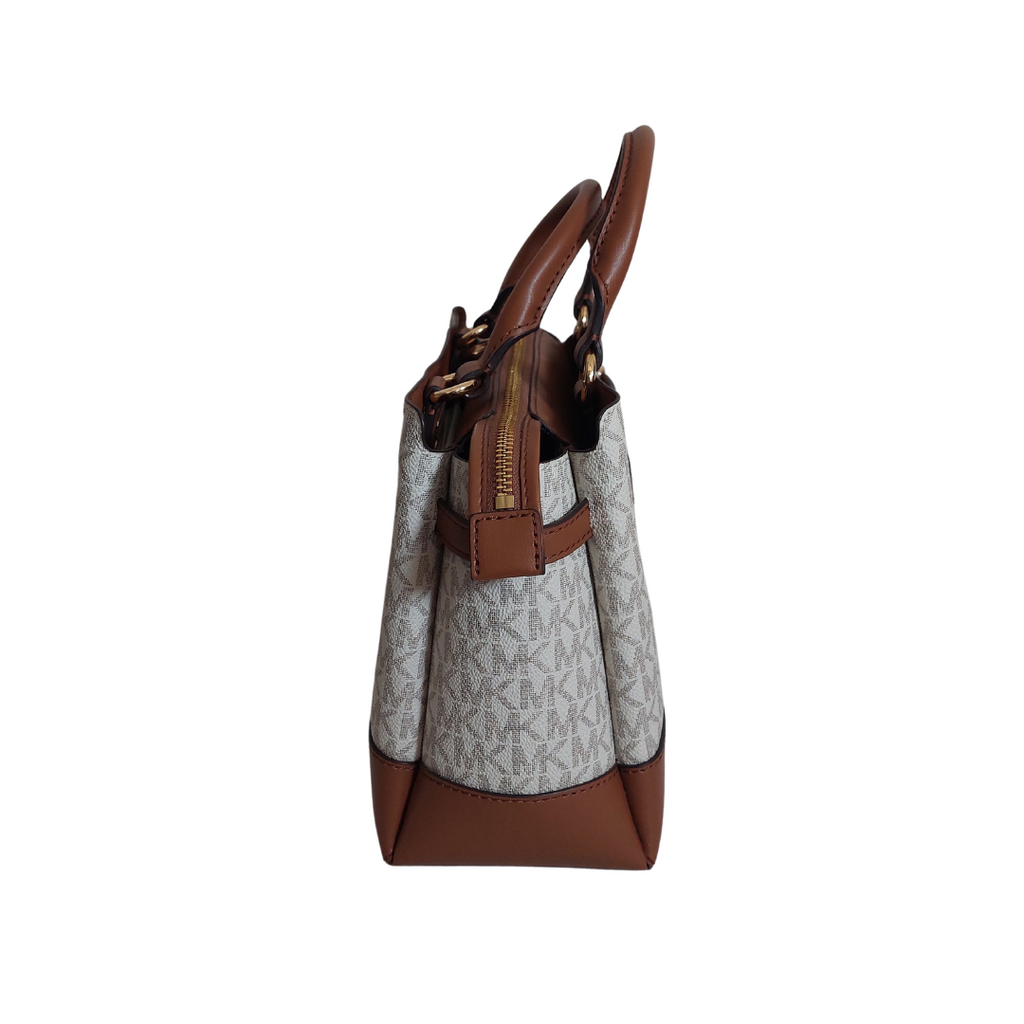 Michael Kors Vanilla Monogram 'Reed' Small Satchel | Brand New |